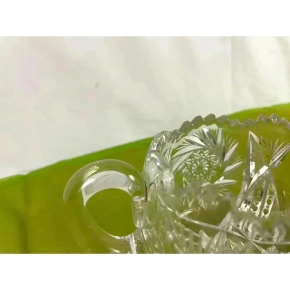 VTG American Brilliant Crystal Sugar Bowl Clear Cut Glass HEAVY Sawtooth - Picture 9 of 16
